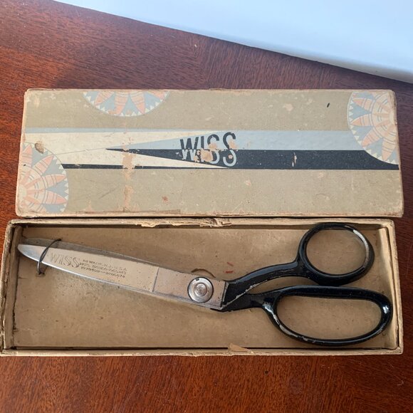 Vintage WISS Pinking Shears Scissors Model C Original Paperwork Box black silver - Picture 12 of 16